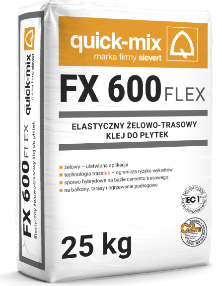 FX 600 FLEX Elastyczny żelowo-trasowy klej do płytek FX 600 FLEX Elastyczny żelowo-trasowy klej do płytek