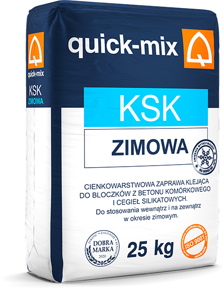 KSK Zimowa Zaprawa klejąca do bloczków z betonu komórkowego i cegieł silikatowych KSK Zimowa Zaprawa klejąca do bloczków z betonu komórkowego i cegieł silikatowych