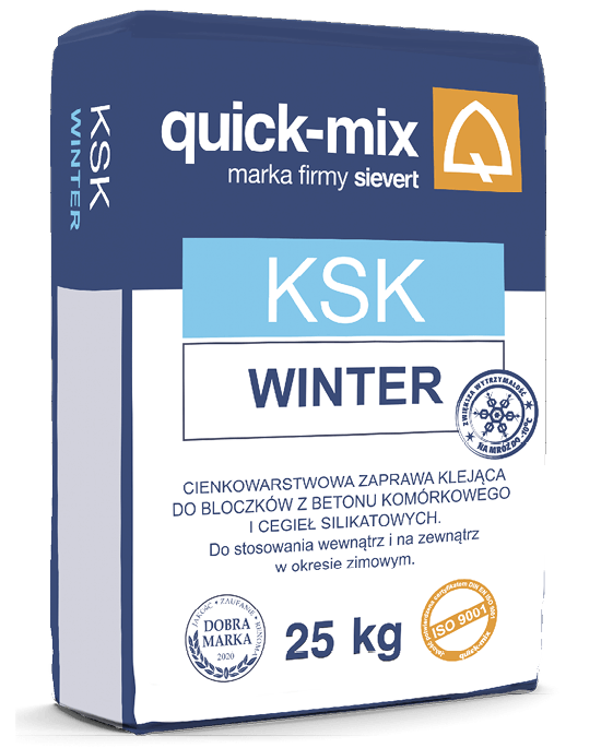 Zaprawa klejąca quick-mix KSK WINTER 25 kg do betonu komórkowego – produkt zimowy